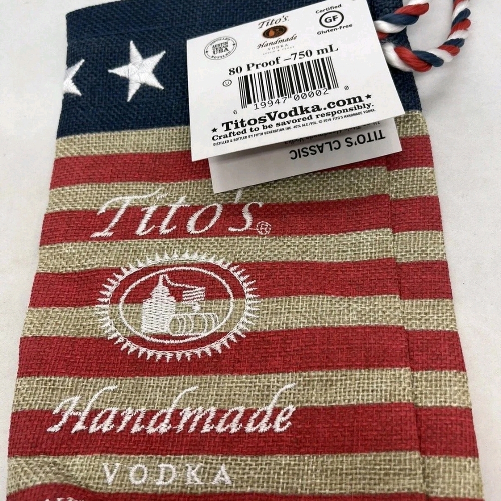 Tito's Handmade Vodka American Flag Bag GIFT BAG Bottle Cover